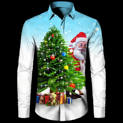 Camisa Hawaiana Navideña 3D Digital Hombre Talla Grande Casual Retro - Image 14