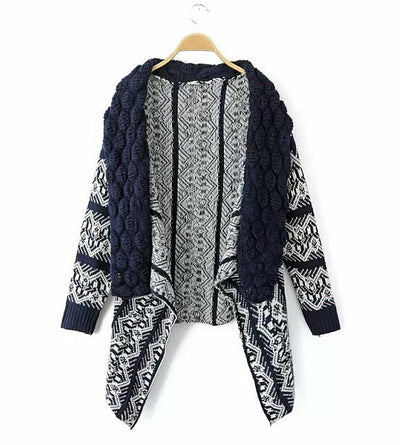 Cardigan Tejido para Mujer con Cuello Burbuja y Patrón Geométrico - Image 5