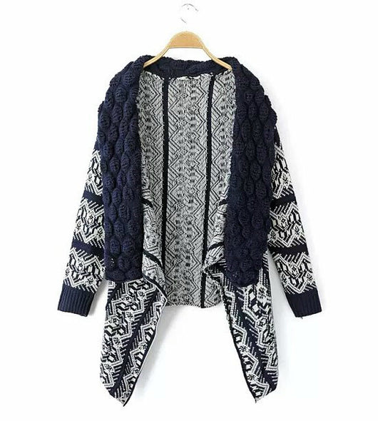 Cardigan Tejido para Mujer con Cuello Burbuja y Patrón Geométrico - Image 5