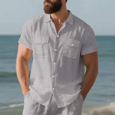 Camisa Suelta de Solapa Lisa para Hombre - Estilo Casual Festivo - Image 31