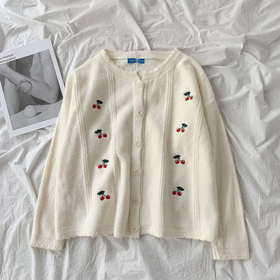 Cardigan Tejido Escolar Coreano Cuello Redondo Manga Larga Versátil - Image 3