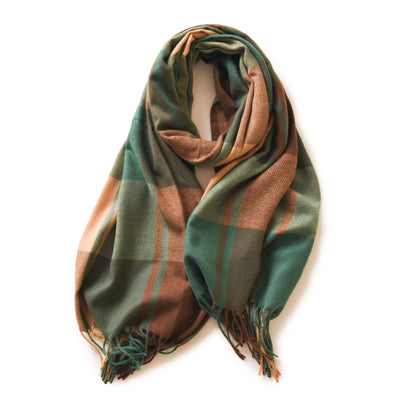 Bufanda de Cashmere Artificial Gruesa y Cálida con Flecos - Image 13