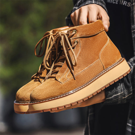 Botas Plataforma de Cuero Genuino Estilo Retro Británico