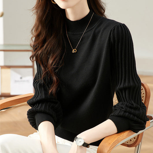 Suéter Cuello Alto Rayas Hundidas Ajustado Casual - Image 11