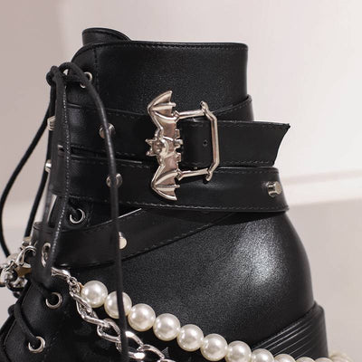 Botas de Cuero para Mujer con Cadena Beaded y Hebilla - Image 7