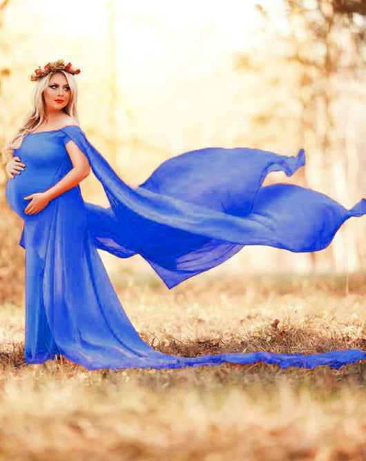 Vestido Largo de Algodón Mercerizado para Embarazadas con Mangas Aleteo - Image 11