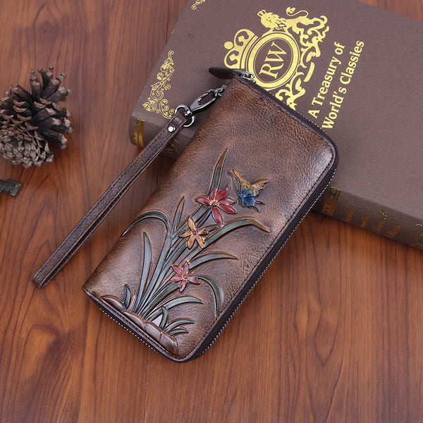 Cartera Larga Retro con Múltiples Compartimentos