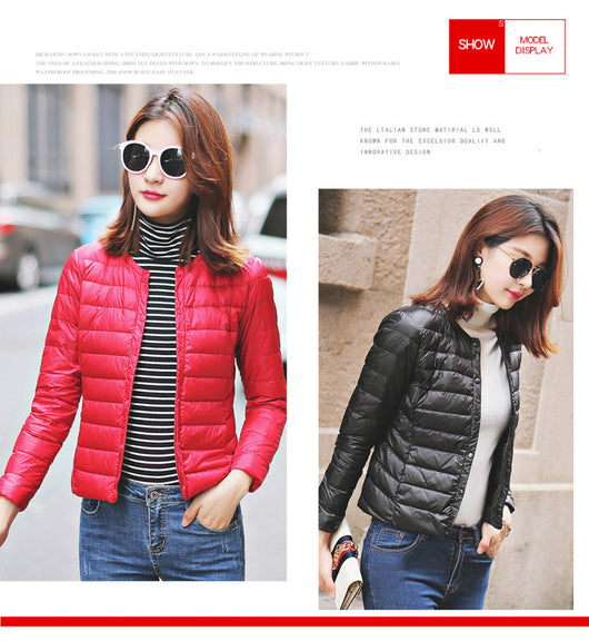 Chaqueta Acolchada Ligera Sin Cuello para Mujer - Abrigo Corto Versátil - Image 20