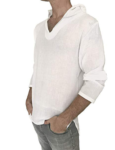 Camiseta Étnica de Algodón y Lino para Hombre