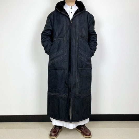 Bata de Ante Sintético para Hombre con Capucha y Bolsillos - Abrigo Invierno - Image 2