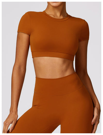 Top Deportivo Ajustado Antiimpacto con Manga Corta para Yoga - Image 18