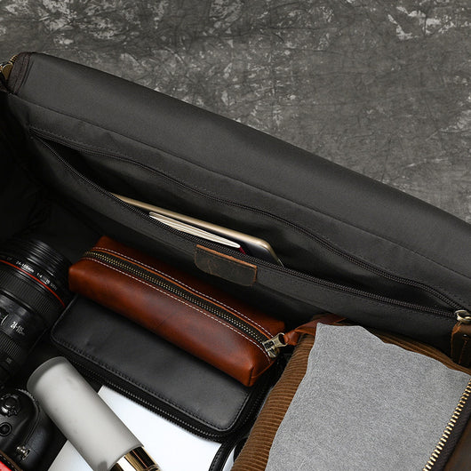 Bolsa Cruzada de Cuero Genuino para Hombre - Gran Capacidad - Image 13