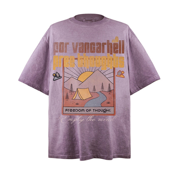 Playera Tie-Dye con Estampado de Dibujos Animados para Hombre