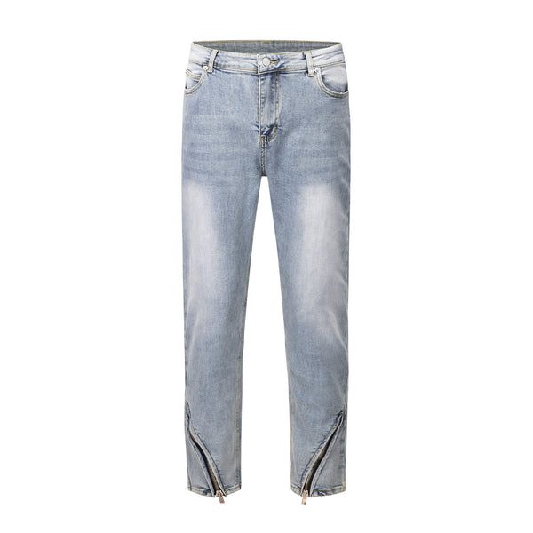 Jeans Slim Fit de Moda con Cierre Cremallera Decorativo