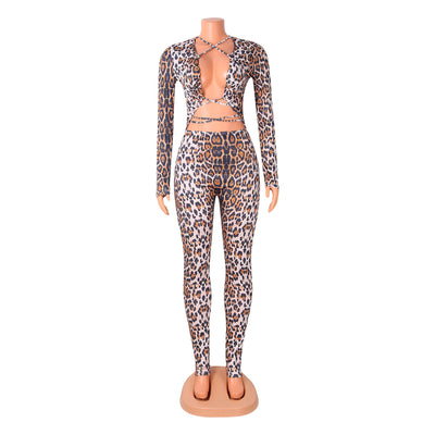 Jumpsuit Estampado Leopardo Ajustado de Manga Larga - Image 11