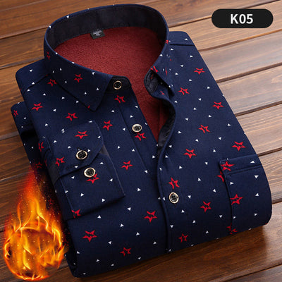 Camisa Cálida Acolchada de Terciopelo para Hombre Talla Grande - Image 38