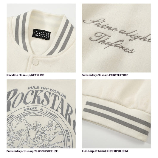 Chaqueta de Béisbol de Lana con Bordados Artesanales para Hombre - Image 3