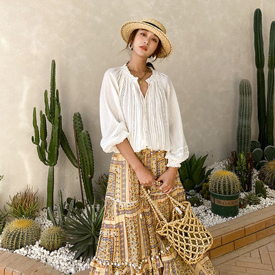 Blusa Blanca de Manga Larga Estilo Francés para Mujer - Image 7