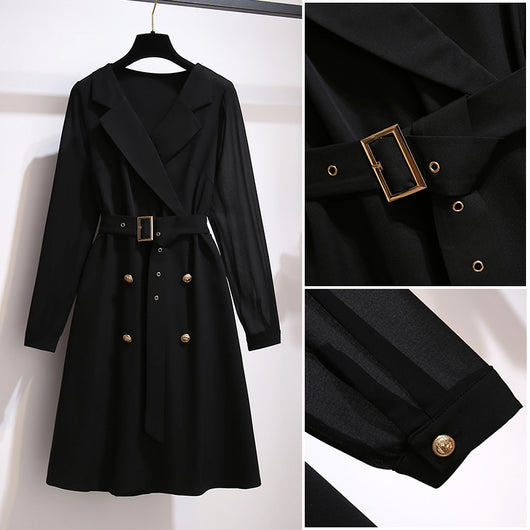 Vestido Midi Elegante con Corbata de Cintura en Gasa y Costuras Contrastantes - Image 5