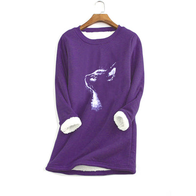 Sudadera Estampada con Pelaje para Mujer - Diseño Gato - Image 3