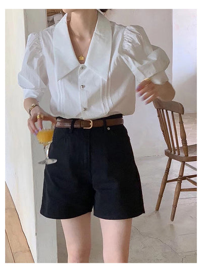 Blusa Elegante con Escote en V y Mangas Abullonadas - Image 11