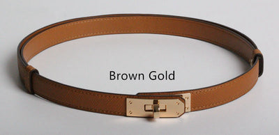 Cinturón de Cuero Genuino para Mujer Ancho 1.8cm con Herraje Dorado - Image 14