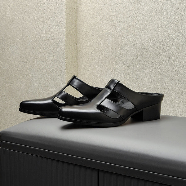 Pantuflas de Cuero Auténtico para Hombre - Diseño Elegante Cerrado