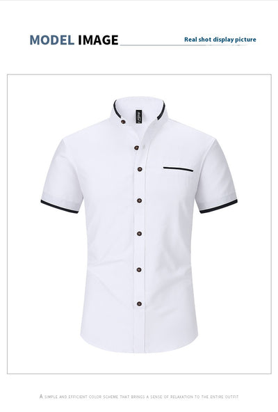 Camisa de Cuello Mao Manga Corta para Hombre - Image 9