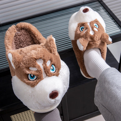 Pantuflas Husky Cartoon de Algodón Puro para Hombre - Cálidas y Cómodas para Invierno - Image 8