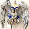 Conjunto Falda y Chaleco Plata Plumas