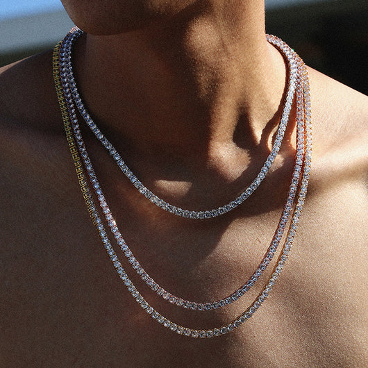 Cadena Hip Hop Plata 925 Moissanita Fila Única para Hombre - Image 12