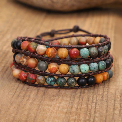 Pulsera de Turquesa Africana Tejida a Mano con Piedra Natural - Image 7