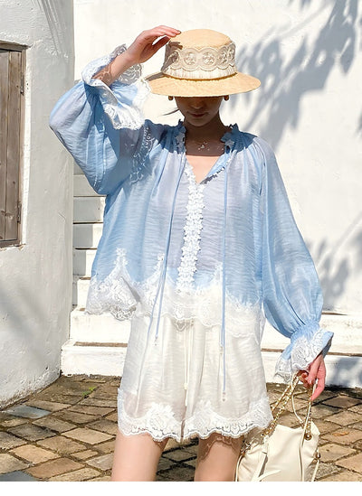 Blusa Diseñadora de Manga Larga Estilo Francia Meridional - Image 15