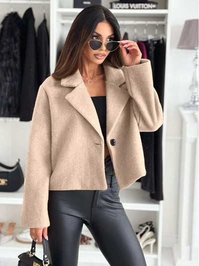 Abrigo de Lana con Cuello de Traje para Mujer - Colores Sólidos Otoño Invierno - Image 15