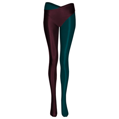 Pantalones Bicolor de Pierna Dividida con Acabado Brillante - Image 14