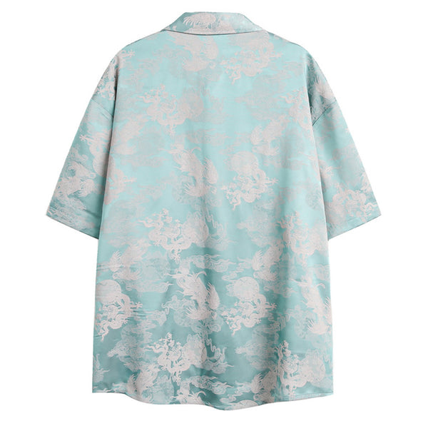 Camisa Estampada con Patrón Dragón para Hombre