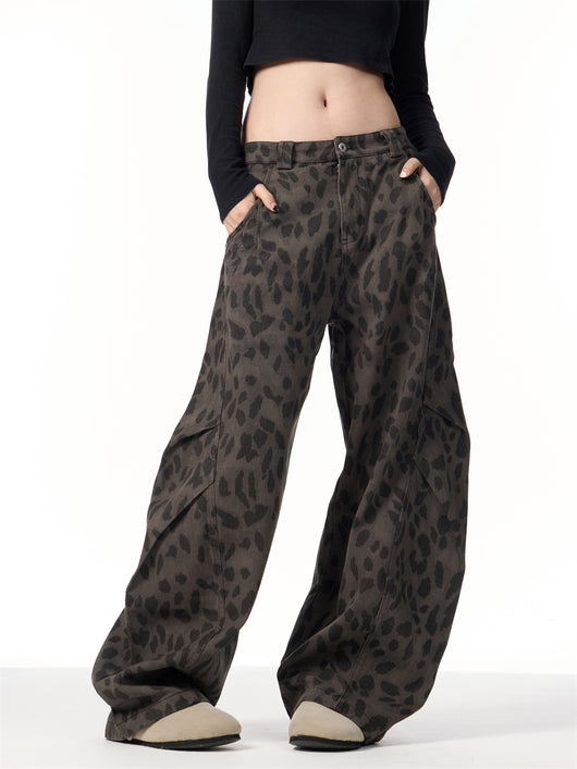 Pantalones Jeans Leopardo Retro Mujer Cintura Alta Pierna Ancha - Image 20