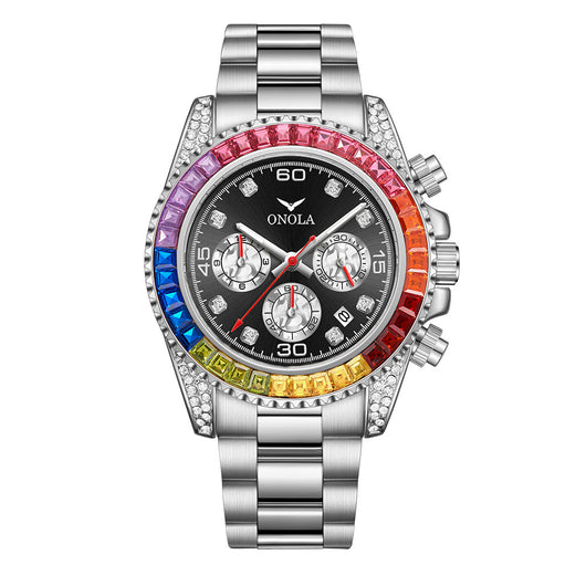 Reloj Ejecutivo Resistente al Agua con Banda de Acero Inoxidable y Arcoíris - Image 6