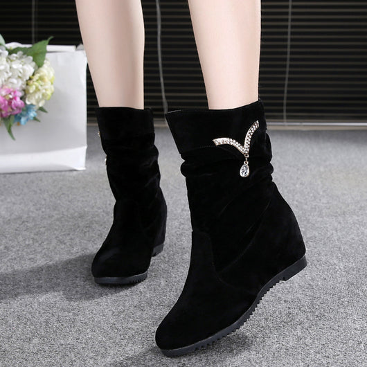 Botas Altas de Ante Nubuck con Cuña Interna y Suela Plana para Mujer - Image 7