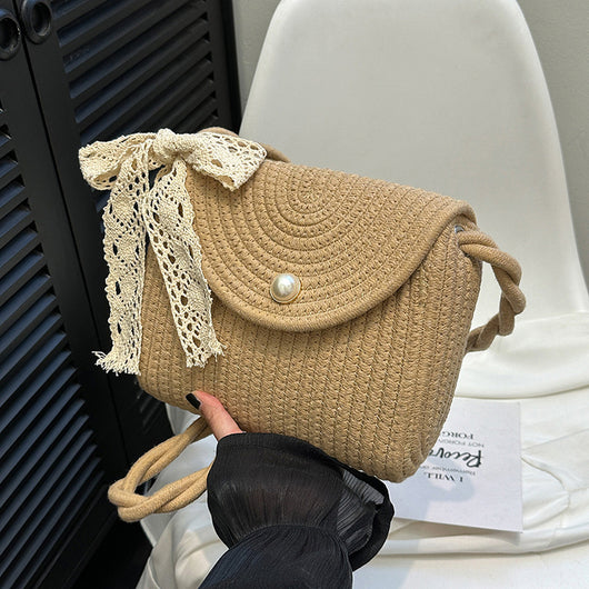Bolsa Tejida de Algodón con Cuerda - Estilo Casual Artesanal para Verano - Image 8