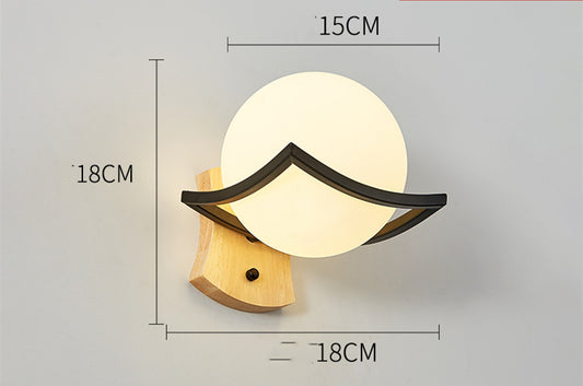 Lámpara de Mesita Estilo Europeo con LED y Base de Madera - Image 2