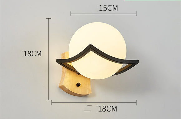 Lámpara de Mesita Estilo Europeo con LED y Base de Madera