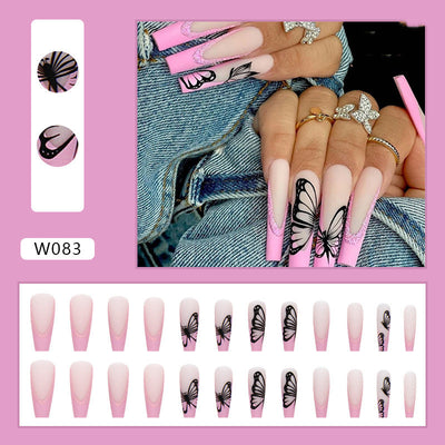 Extensiones de Uñas Negras Mariposa - Acabado Sofisticado para Manos Maduras - Image 10