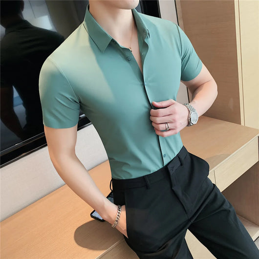 Camisa Deportiva Elástica de Manga Corta para Hombre - Image 36