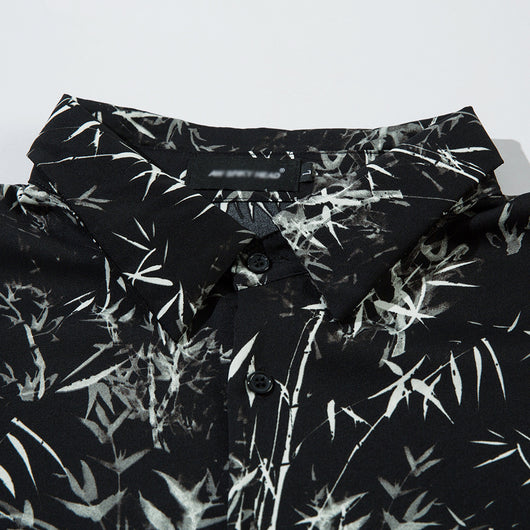 Camisa Suelta Estampado Bosque de Bambú para Hombre - Image 4