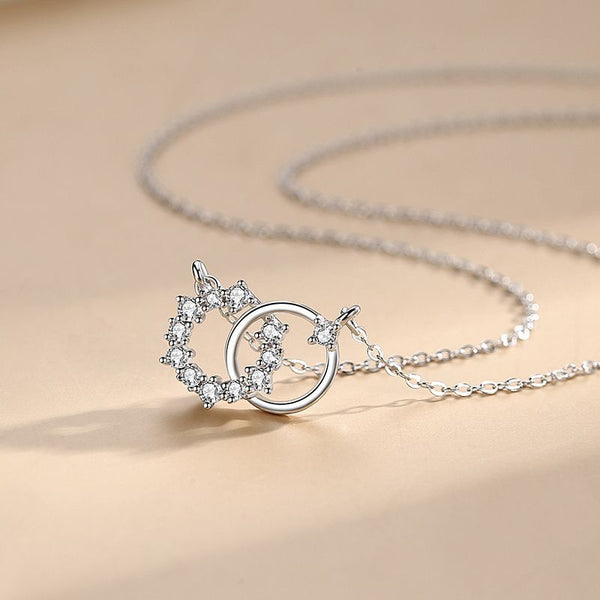 Collar Doble Anillo Copo de Nieve en Plata Esterlina S925