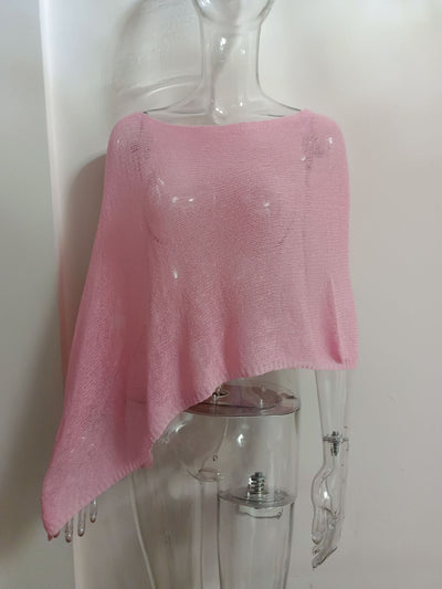 Blusa Tejida de Protección Solar con Capa Irregular para Mujer - Image 20