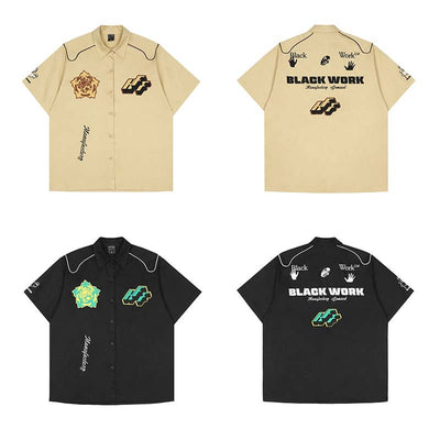 Camisa Suelta con Bordado de Letras para Hombre - Image 9