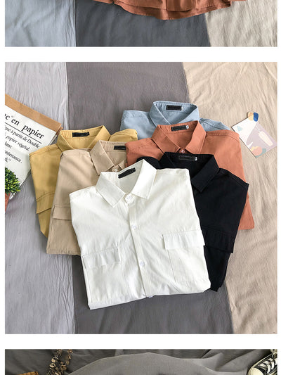 Camisa Manga Larga Suelta Hombre - Colores Sólidos Versátil - Image 4
