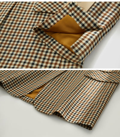 Blazer Vintage Cuadrillé para Mujer con Hombros Anchos - Image 17